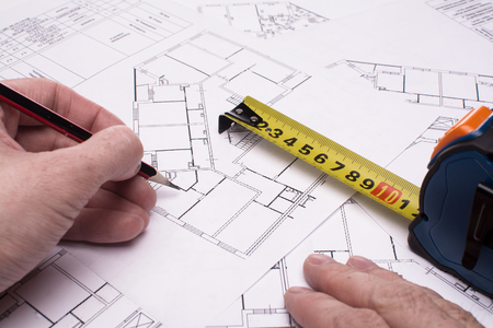 architect workplace, top viewの写真素材