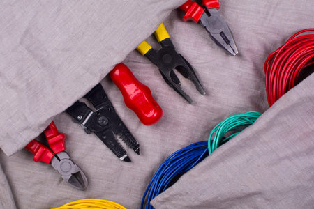 tools for electrician and wiring