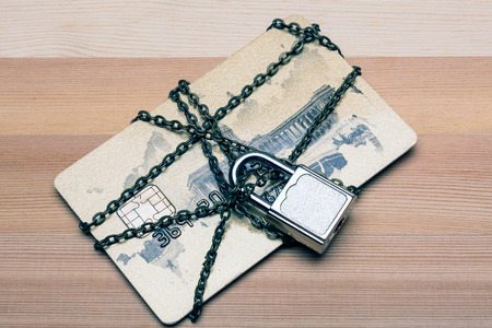 gold credit card is lockedの写真素材