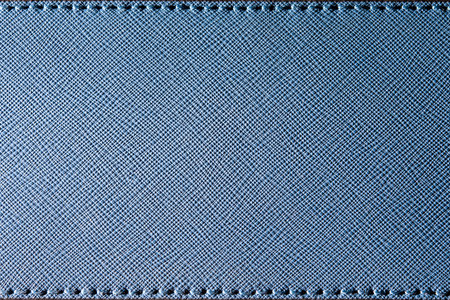 texture of blue natural leather with stitch
