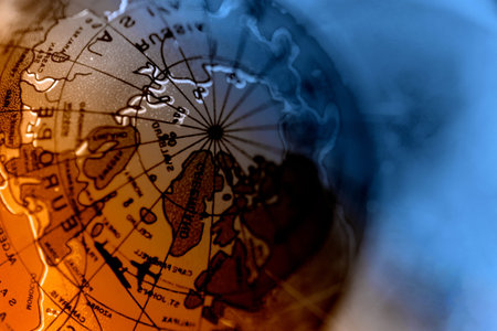 concept of the outbreak of war. blue orange globe in smoke