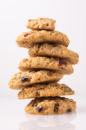 stack of cookies on white backgroundの写真素材