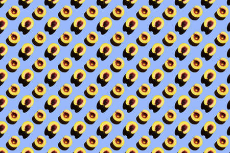 Seamless peach textures on blue background. Top Viewの写真素材