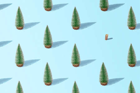 Creative Christmas tree pattern on a blue background.の写真素材