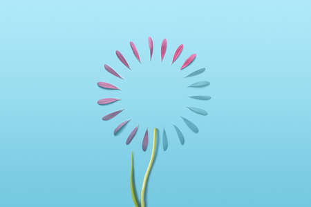 Creative spring concept assembled from the petals of a flower in the process of loading. Spring or summer concept.の写真素材