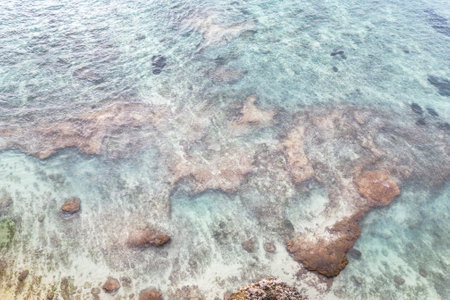 Aerial view of the reef at low tide. coral reef texture.の写真素材