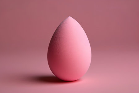Pink cosmetic face sponge on a pink background. Generated by AI.の素材