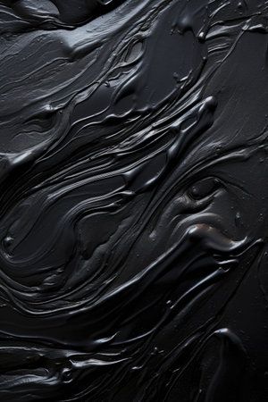 Close-up image of black paint texture. AI generation.の素材