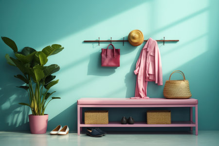 Minimalist women's closet with pink and blue pastel colors.の素材
