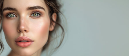 Beauty portrait of young woman with perfect skin and natural make upの素材