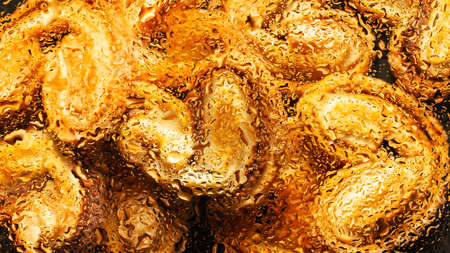 background abstraction of water drops and sugar cookies close-upの写真素材