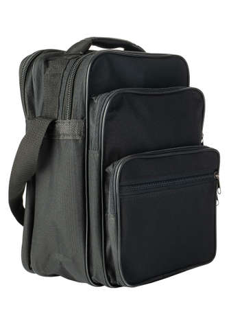 black fabric bag on a white background half-turn view. marketplace templateの写真素材
