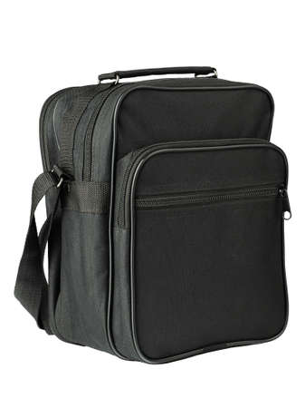 black fabric bag on a white background half-turn view. marketplace templateの写真素材