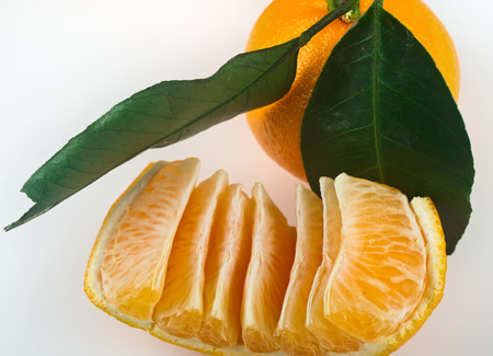 the tangerines are on a light surfaceの写真素材