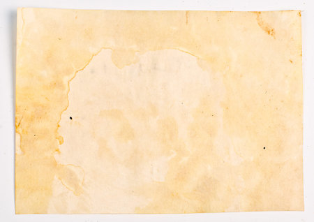 old paper with dirty stains, the burnt edges on white background