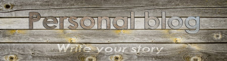 The header of a personal blog is made on textured surface three-dimensional letters