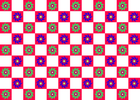 geometric, repetitive floral pattern summer theme on the red  background 
の写真素材