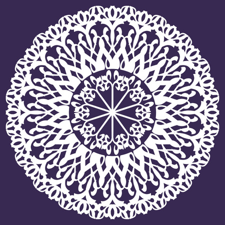 The round element of the ornament in white color on ultra violet backgroundのイラスト素材
