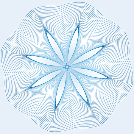 White blue symmetrical snowflake on light blue gradient background. For creativity and designのイラスト素材