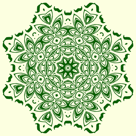 green, octagonal, symmetrical, geometric pattern element. For design and creativityのイラスト素材