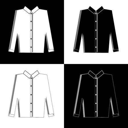 four black and white men's shirts on black and white backgroundのイラスト素材