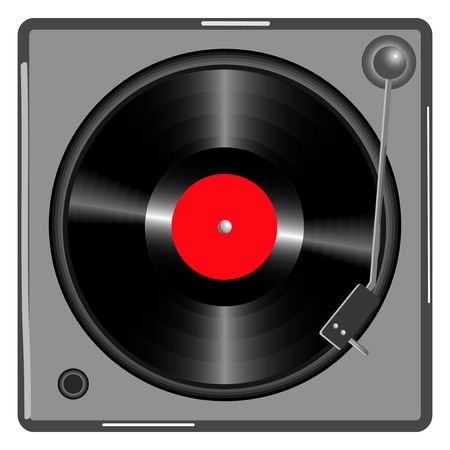 Vinyl record player. The view from the top. Vector drawingのイラスト素材