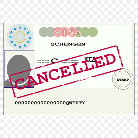 Schengen visa stamped canceled.  Vector imageのイラスト素材