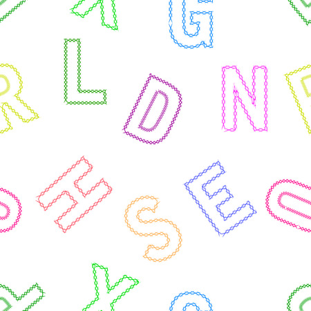 seamless vector pattern of letters,  drawn with strokesのイラスト素材