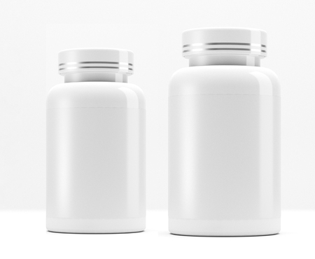 medicine can with pills on white background. 3D illustrationの写真素材