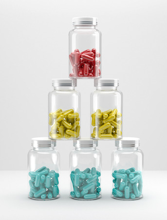 medicine can with pills on white background. 3D illustrationの写真素材