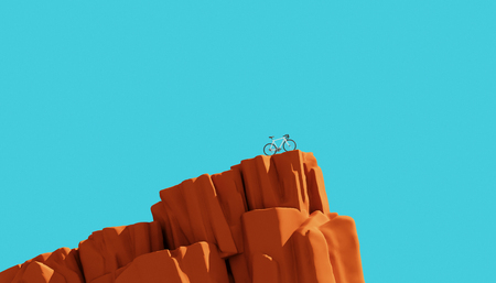 Bicycle on top of a mountain, winner concept, 3d illustrationの写真素材