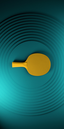 Table tennis racket. tournament poster design on abstract color circles backgroung 3d illustrationの写真素材