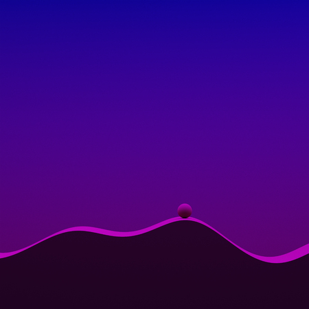 Abstract geometry composition. Flow background. Wave and sphere 3d illustration. Blue and magenta. Modern design for poster, cover, branding, banner, placard. Neon colors.の写真素材