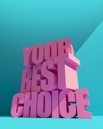 3D illustration. Your best choice volume text on color background. Modern epic poster design.の写真素材