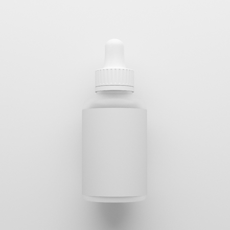 Clean rose modern minimal design. Cosmetic dropper bottle for liquid, cream, gel, lotion. Beauty product package, blank template of white plastic jar. 3d rendering.の写真素材