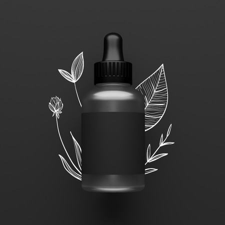 Black Bottle modern design of Eye Dropper. Isolated background. 3d illustrationの写真素材