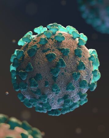 Coronavirus Cell virus COVID-19 SARS, Coronaviridae , SARS-CoV, SARSCoV, virus 2020 , MERS-CoV 2019-nCoV molecule 3d illustrationの写真素材