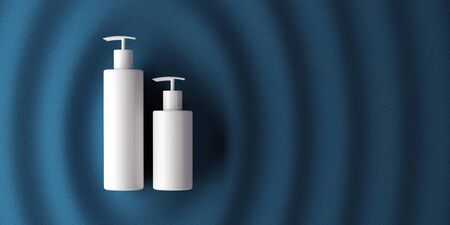 Design of natural cosmetic cream , serum, skincare blank bottle packaging. bio organic product. Presentation template. Abstract background. 3d illustration.の写真素材