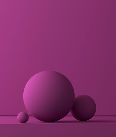 3D illustration geometric spheres balls. Abstract background. Mockup. Podium template for product presentation.の写真素材