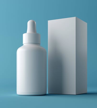 Design of natural cosmetic cream , serum, skincare blank bottle packaging. bio organic product. Presentation template. Abstract background. 3d illustration.の写真素材