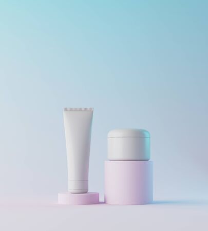 Minimal background for cosmetic branding and packaging presentation. Stage pastel colors. 3d illustrationの写真素材
