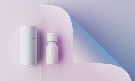 Minimal background for cosmetic branding and packaging presentation. Stage pastel colors. 3d illustrationの写真素材