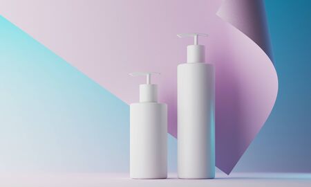 Minimal background for cosmetic branding and packaging presentation. Stage pastel colors. 3d illustrationの写真素材