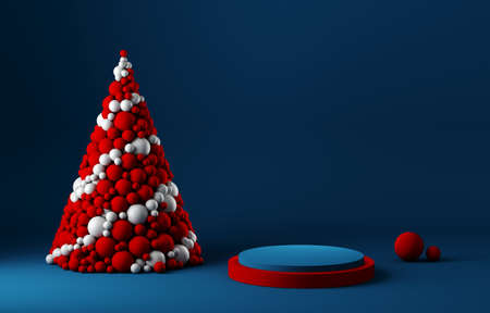 New year background. Colorful minimal 3d illustration. Christmas tree.の写真素材