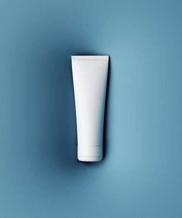 Design of natural cosmetic cream, serum, skincare blank bottle packaging. Bio organic product presentation. Abstract violet background. 3d illustrationの写真素材