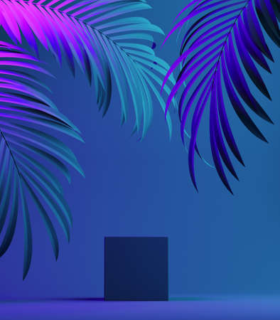 Modern product stand podium pedestal, display showcase for cosmetic products and goods. 3d ullustration.の写真素材