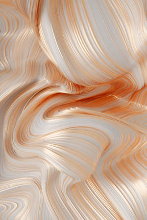 Abstract colorful background, wavy liquid with stripes. Curved splashes. 3d illustration.の写真素材