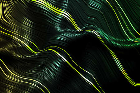 Abstract colorful background, neon glowing wavy stripes. Curved splashes. 3d illustration.の写真素材