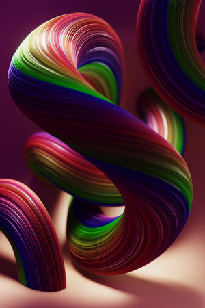 Abstract colorful background, wavy rainbow pride colors surface with stripes. Curved splashes. 3d illustrationの写真素材