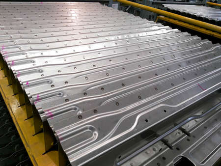 The metal parts in the rack line up in a pattern.の写真素材